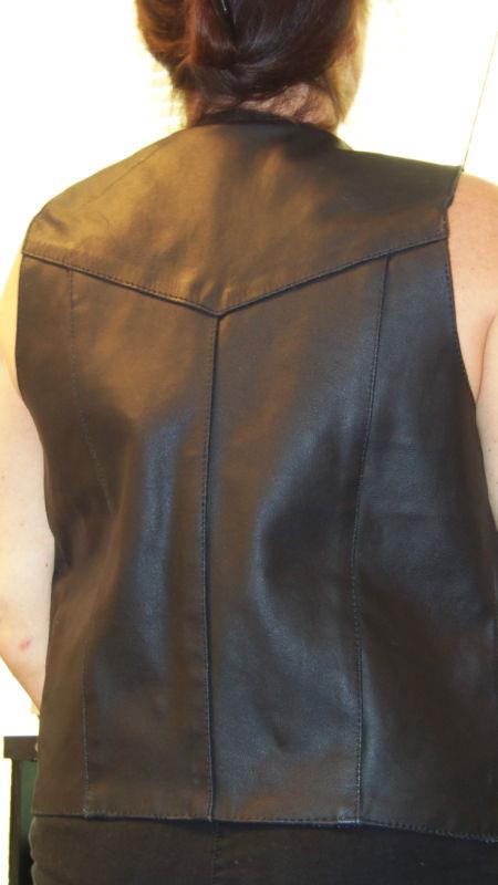 Ladies solid leather motorcycle biker vest s