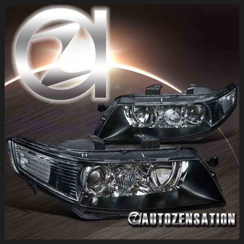 04-05 acura tsx black diamond projector headlights left+right