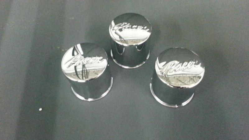 Set of three pacer pass thruough chrome center caps 115hm