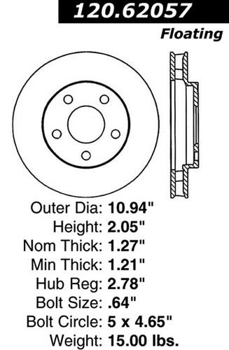 Centric-power slot 127.62057r stoptech sport rotors