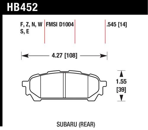 Hawk performance hb452f.545 disc brake pad 04-08 9-2x forester impreza