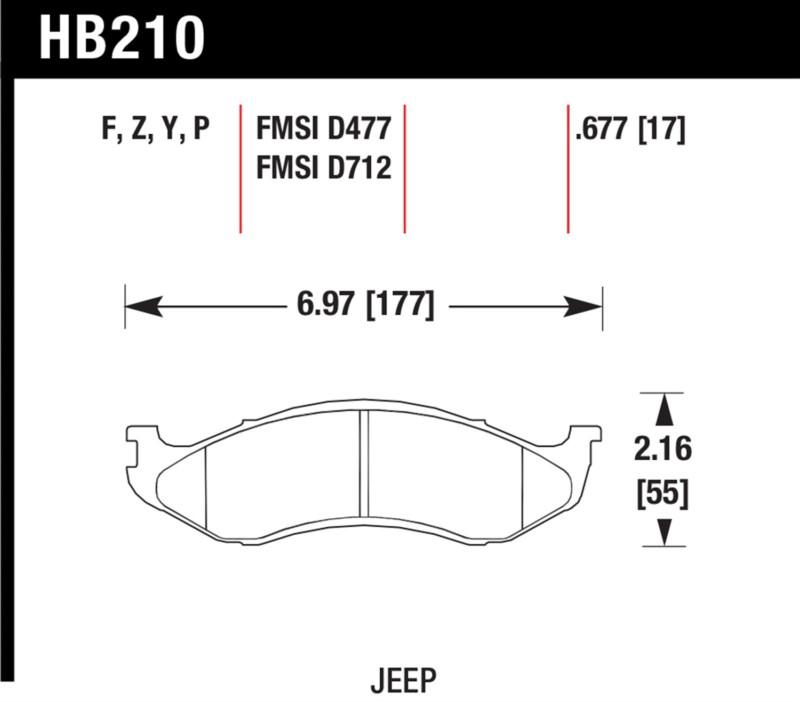 Hawk performance hb210z.677 disc brake pad