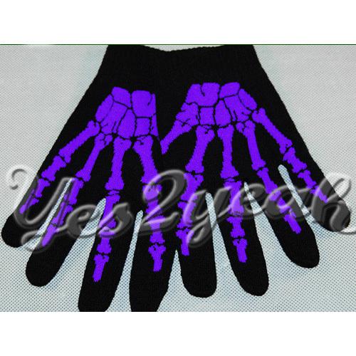 New & cool purple skull black gloves 1206