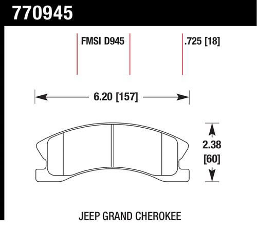 Hawk performance 770945 premium oes; disc brake pads 99-04 grand cherokee (wj)