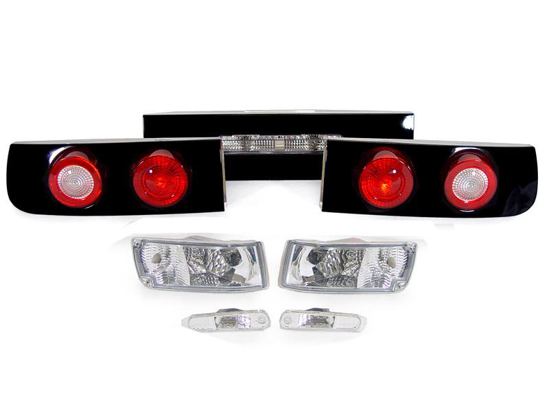 Depo 1990-1996 nissan 300zx black tail lights + clear bumper + side marker light