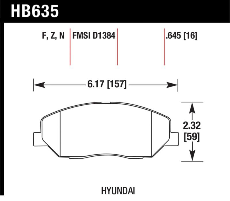 Hawk performance hb635f.645 disc brake pad 09-10 genesis