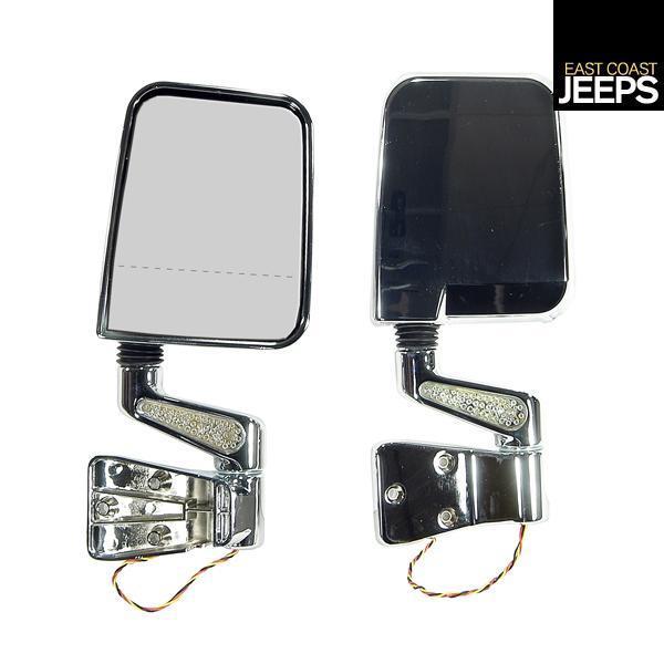 11016.02 rugged ridge door mirror kit w/ led signal, dual focus, chrome, 87-02