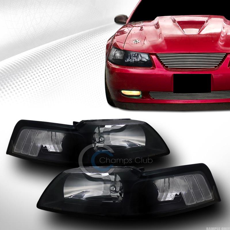 Crystal black clear head lights lamps signal left+right ks 99-03 04 ford mustang