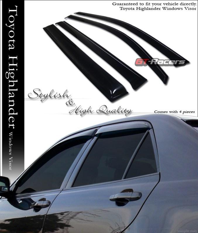 Sun/rain/wind guard shade deflector window visors 4p 2008-2012 toyota highlander