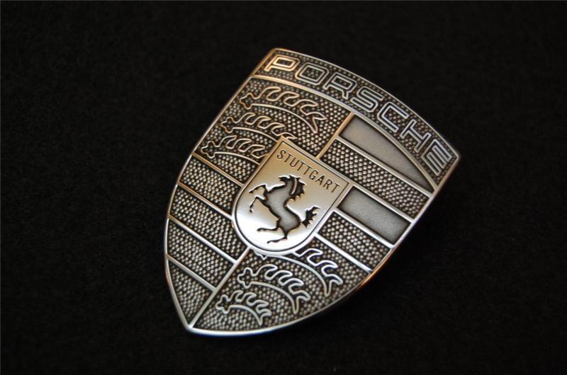 Porsche oem refinished brushed nickel crest / emblem / badge / shield - 996