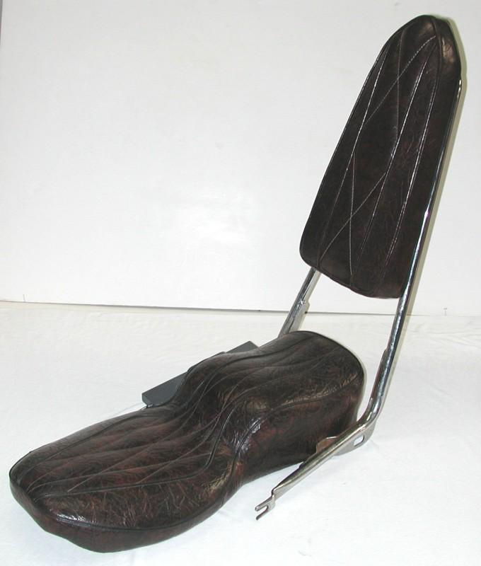 Vintage honda cb350f/500/750 brown dual motorcycle seat & sissy bar backrest set