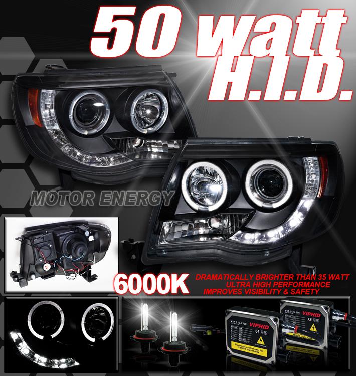 05-11 toyota tacoma black projector headlight+6000k hid