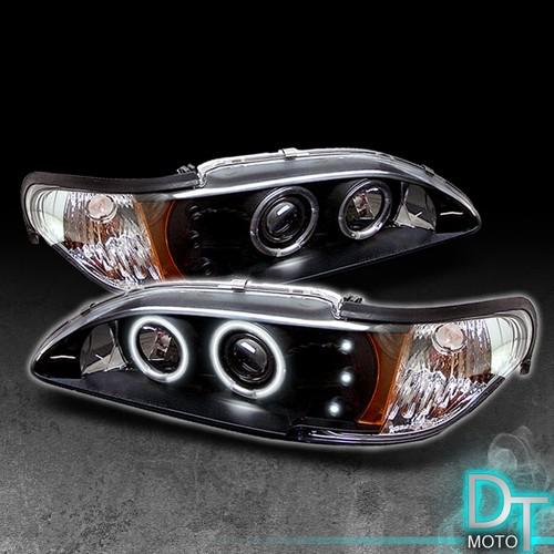 Black 94-98 ford mustang ccfl halo projector led headlights lights left+right