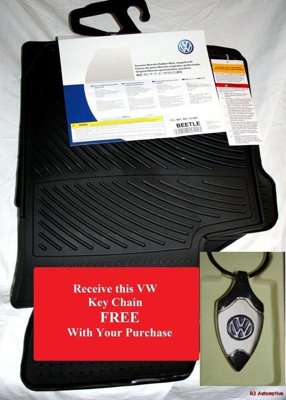 1998 to 2010 vw beetle rubber floor mats - factory oem accessory - oval clips