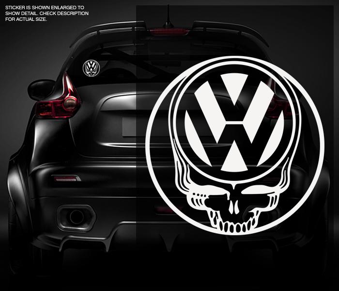 Vw skull decal white 5"x5" volkswagen vinyl car window bumper sticker zu1