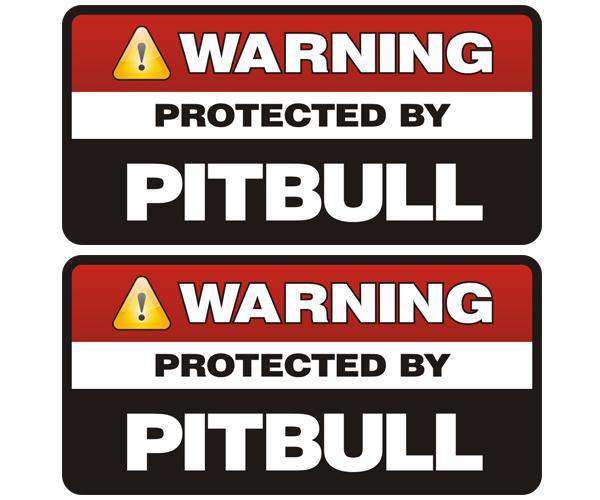 Pitbull protected warning guard dog decal set 3"x1.5" pit bull vinyl sticker zu1