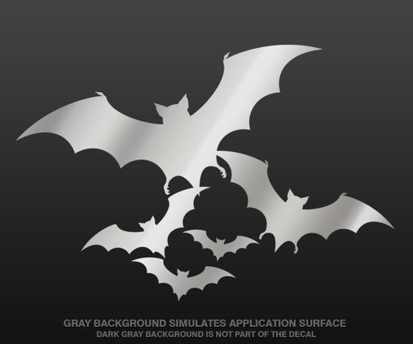 Bats decal metallic silver 5"x3.4" vampire gothic horror vinyl car sticker zu1