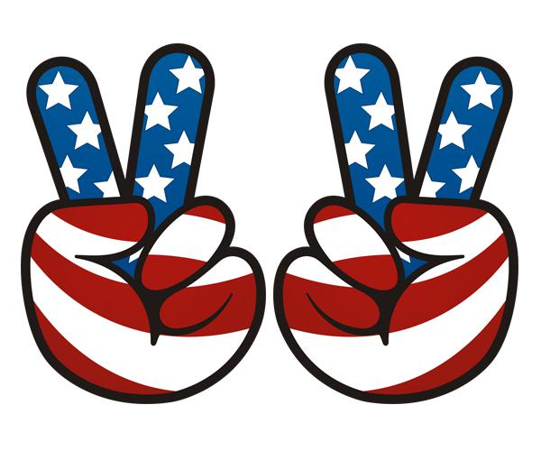 American peace symbol decal set 4"x2.7" usa flag anti war vinyl sticker zu1