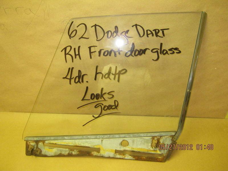 Dodge dart 1962 rh front door glass/4 door hardtop