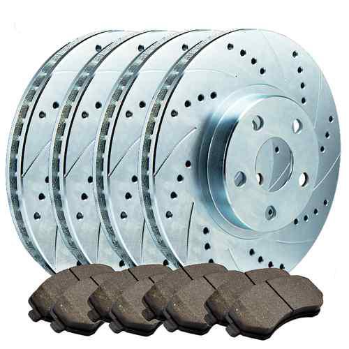 Fits honda accord se f/r drilled & slotted brake rotors & ceramic pads