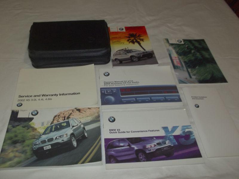 2002 bmw x5 3.0i /4.4i /4.6is owner manual 8/pc.set & bmw premium leather case.