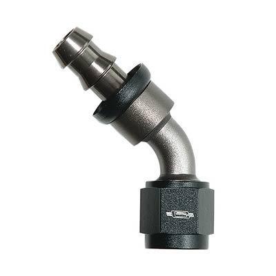 Mr. gasket p456 hose end push-on 45 deg -6 an hose to female -6 an black/gray ea