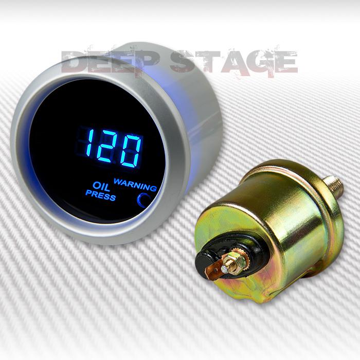 2"/52mm digital blue led 0-120 psi engine oil pressure press gauge meter silver