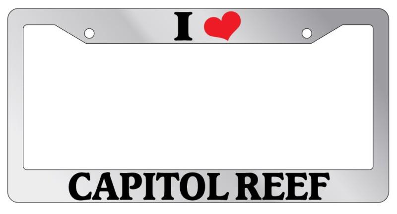 Chrome license plate frame i heart capitol reef auto accessory novelty