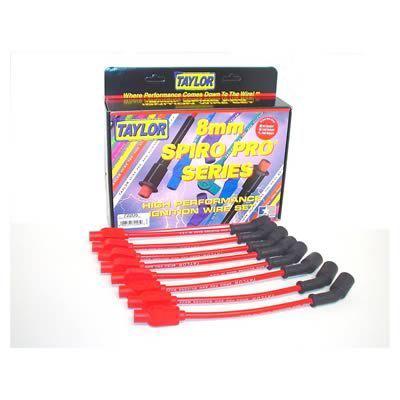 Taylor cable spark plug wires spiro-pro 8mm red straight boots gm 4.8/5.3/6.0l