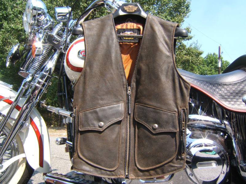 Harley davidson billings leather vest small springer ultra  softail roadking