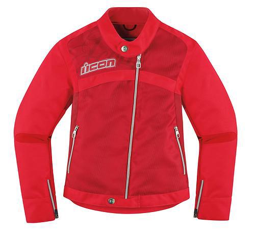 New icon hella-2 womens textile jacket, red, med/md