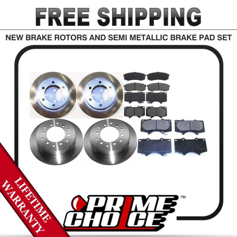 Front + rear kit (4) brake rotors & (8) brake pads with lifetime warranty