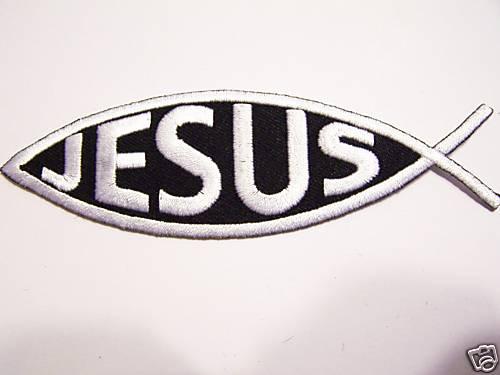 #0048 christian motorcycle vest patch jesus / fish