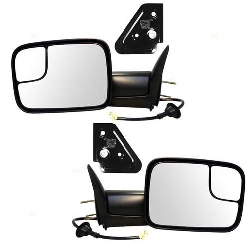 New pair set power tow towing mirror glass housing heat heated dodge truck