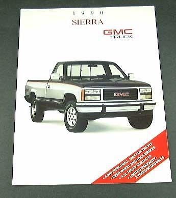 1990 90 gmc sierra truck suv brochure c1500 k2500