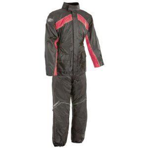 New joe rocket rs-2 rain suit 2-pc adult waterproof suit 2-piece, black/red, xl