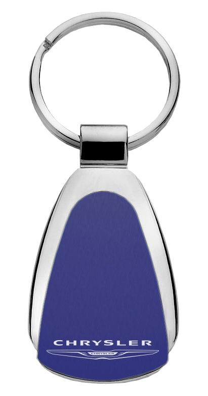 Chrysler blue blue tear drop metal key chain ring tag key fob logo lanyard