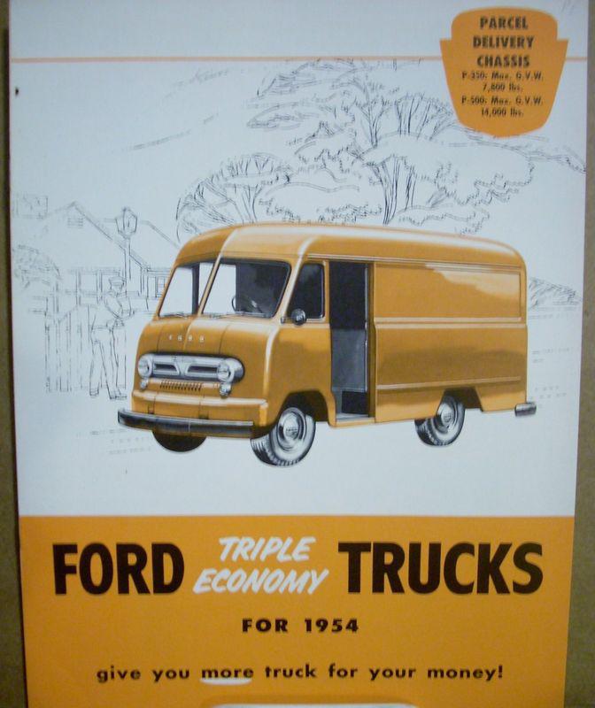 Nos 1954 54 ford p-350 500 parcel delivery chassis truck sales brochure catalog