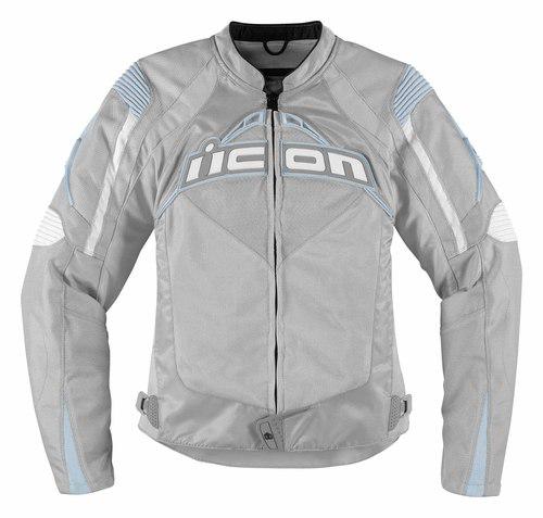 New icon contra womens textile jacket, silver, small