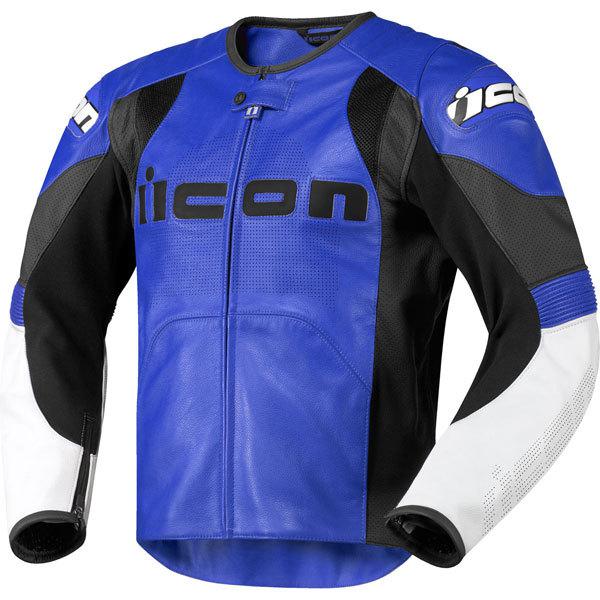 Blue l icon overload prime leather jacket