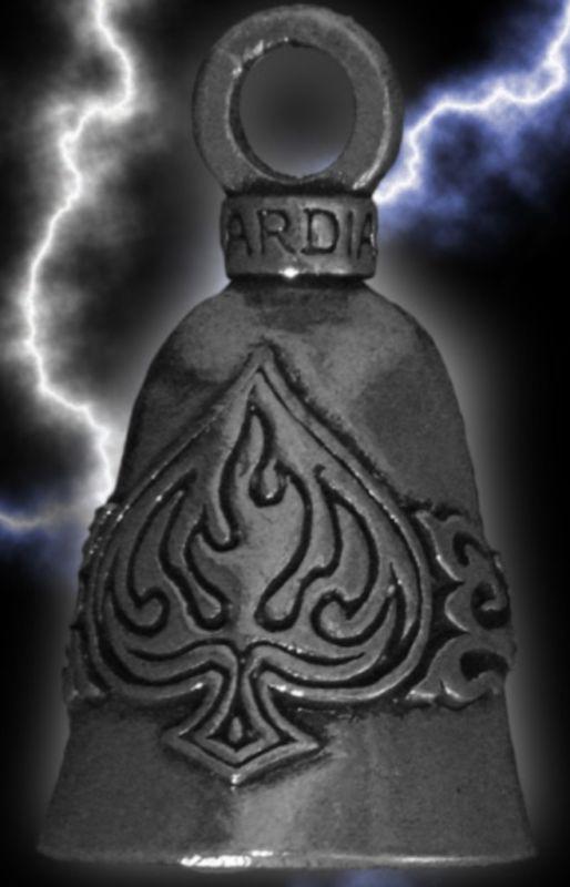 Pewter tribal spade biker spirit motorcycle guardian bell - new