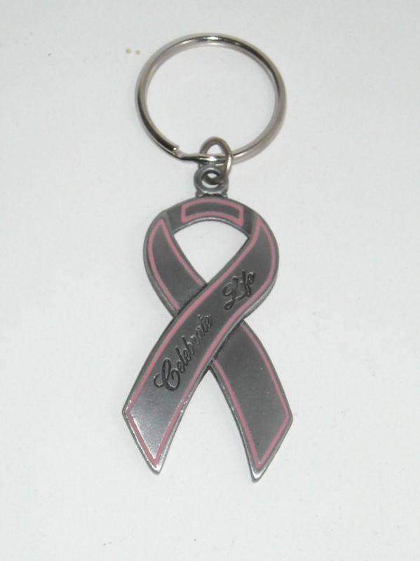 Metal celebrate life breast cancer  key chain new