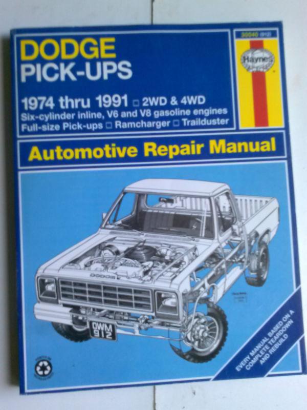 Haynes repair manual dodge pick-ups 1974-91 2wd & 4 nice!!wd