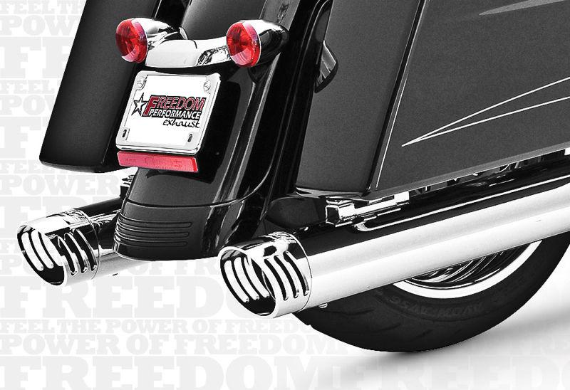 Freedom performance exhaust racing slip-ons w/ tips chrome/chrome flt 2009-2013