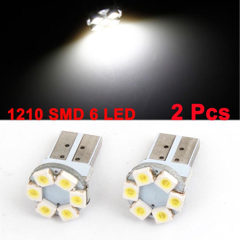 2 pcs t10 w5w white 6 led 1210 smd light instrument board lamp for car