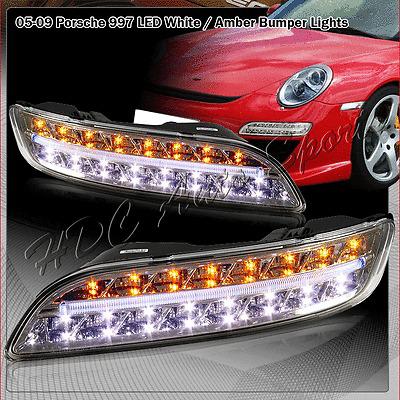 2004-2009 porsche 911/997 chrome housing 2in1 led turn signal bumper light lamps