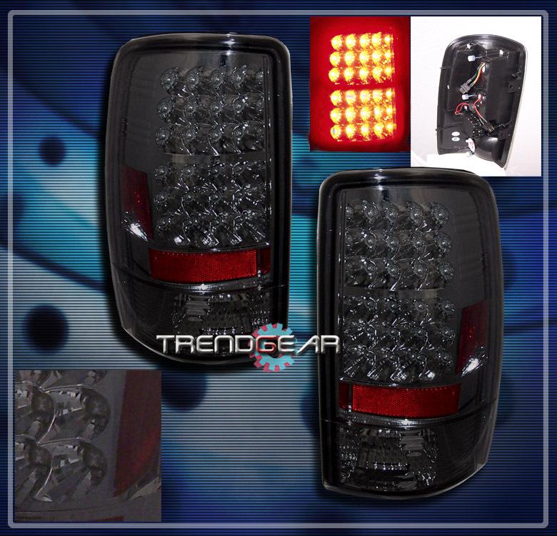 00-06 gmc suburban tahoe yukon denali led tail lights smoke ls lt 01 02 03 04 05