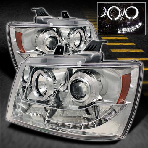 07-12 avalanche suburban tahoe dual halo projector led headlights lamps lights