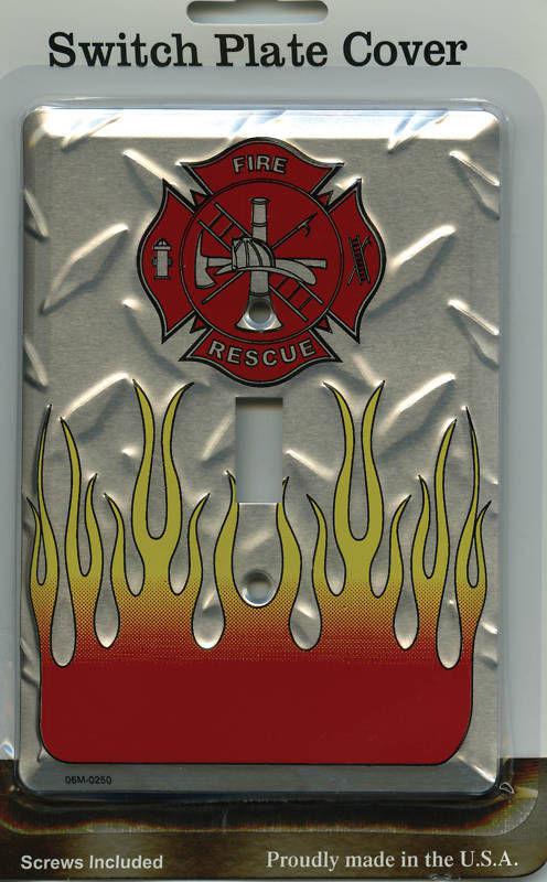 Fire & rescue firefighter fire light switch cover plate charger man cave garage