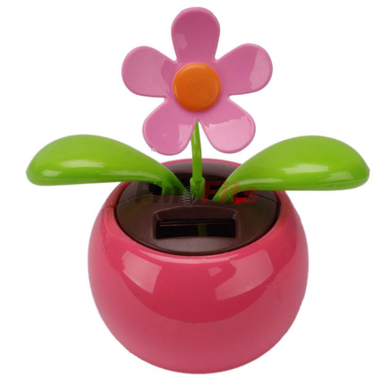 Flip flap solar powered plant decoration flower cute solar flower toy rose-red